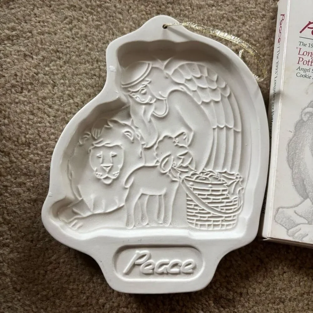 Longaberger Pottery 1993 Angel Series Cookie Mold Peace *New*